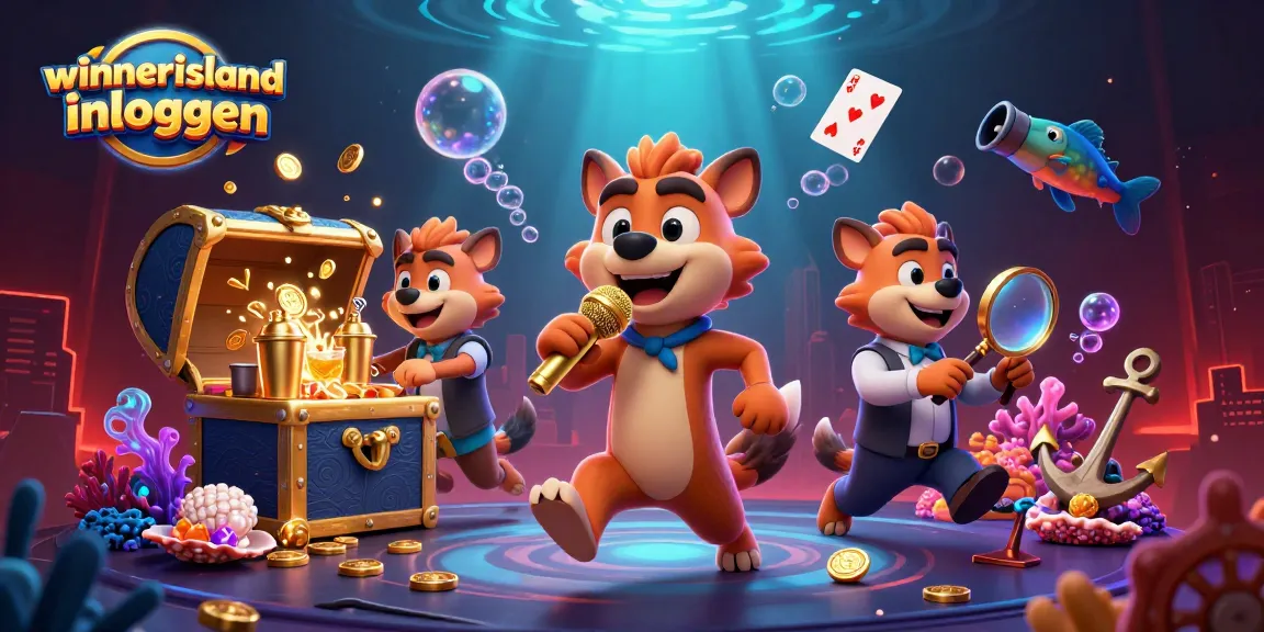 Winnerisland inloggen showcases a lively casino scene with hyenas entertaining guests, captured in vibrant 3D art.