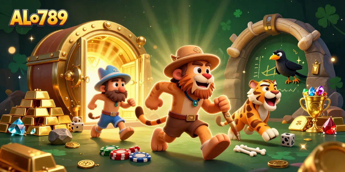 Experience thrilling gameplay at ALo789's immersive casino with cavemen and treasures.