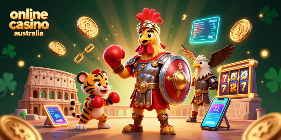 Experience the thrill of online casino australia with vibrant 3D characters and dynamic gambling elements.